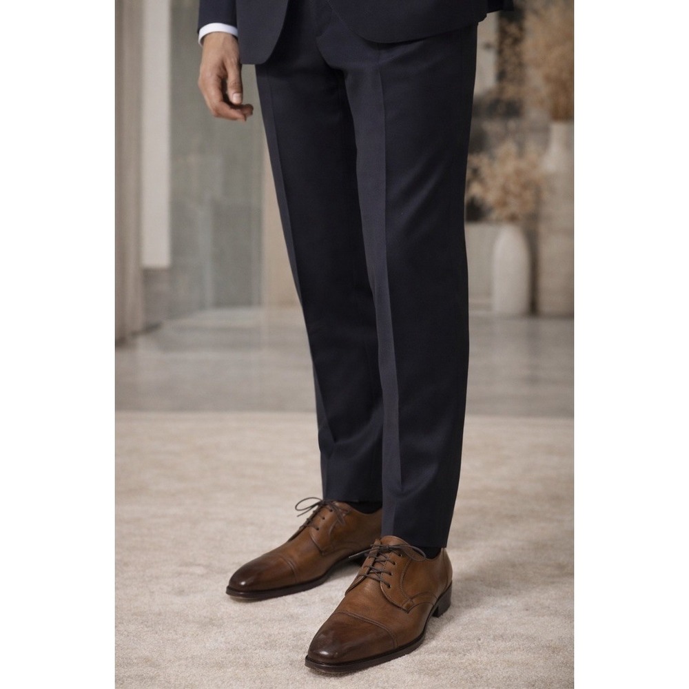 Canali Mens Brown Leather Cap Toe Derby Dress Shoes Made in Italy Size 42